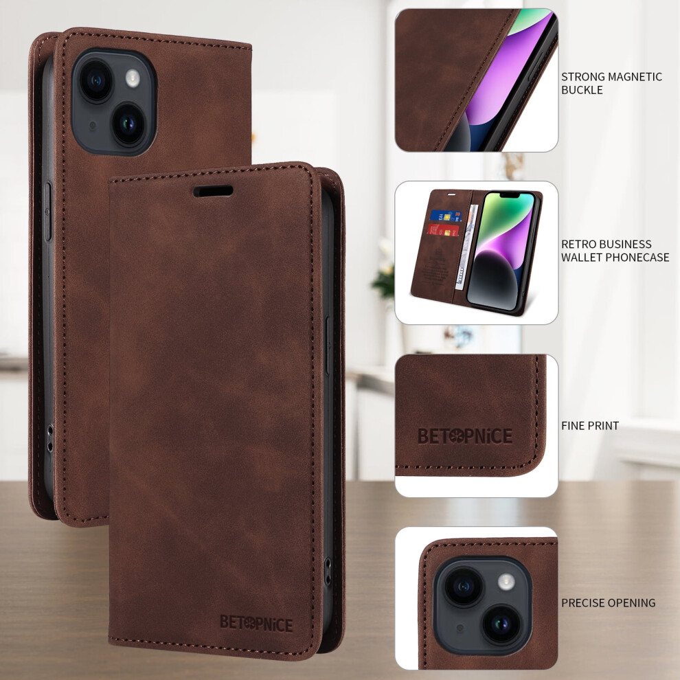Rfid-Blocking Wallet Case For Iphone 7/8 Plus Pu Brown 9087558968311