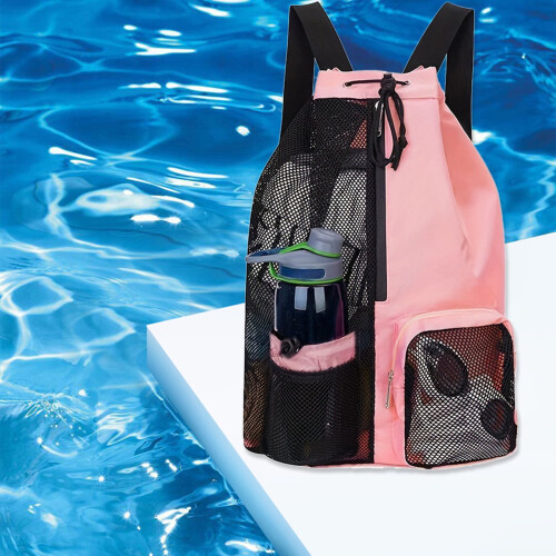 Mesh Drawstring Swim Bag Wet Bag Lightweight Large