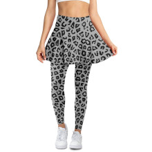 Leopard Print Gray Black Women's Elastic Golf Skirt XXL