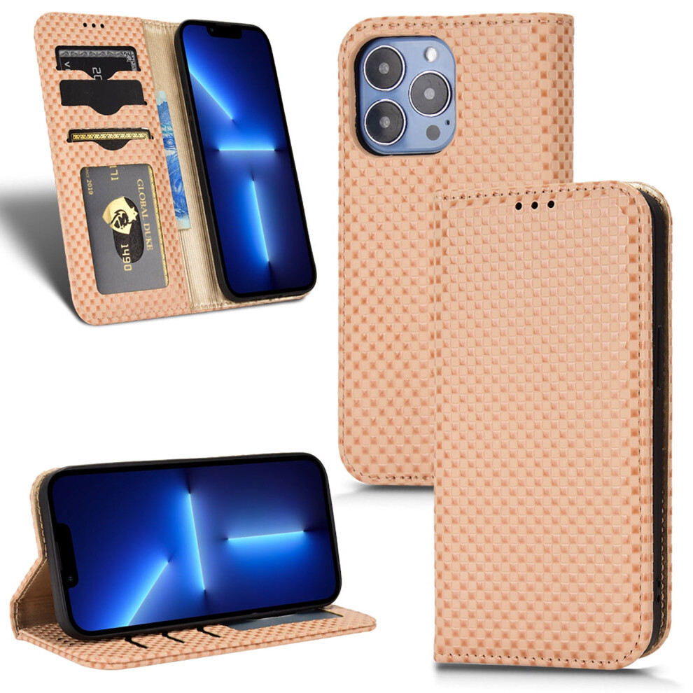 Iphone 12 Wallet Case Magnetic Pu Leather Flip Folio Beige 9087558969264