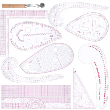 Sewing ruler set with French curve plastic 6 x 12 inches