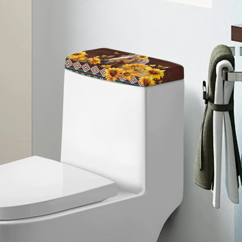 Aztec Tribal Toilet Tank Cover Set Sunflower Horse Design 2 9180435718891