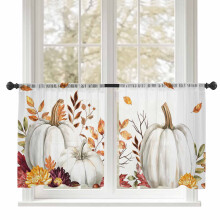 White Pumpkin Sheer Curtains Voile 52x54 in 2 Panels
