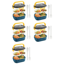 5X Bento Box Adult Lunch Box, 1200ML Double Layer Lunch Box with Spoon & Fork High Capacity Food Containers, Leakproof