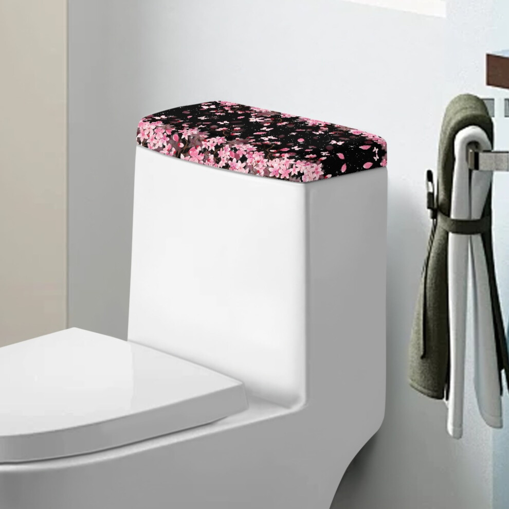 Toilet Tank Cover Lid Cherry Blossom Butterfly Design 2 Pcs 9165521226559