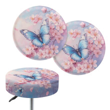 Housses de tabouret de bar rondes Ă motif papillon et fleurs de cerisier (lot de 2)