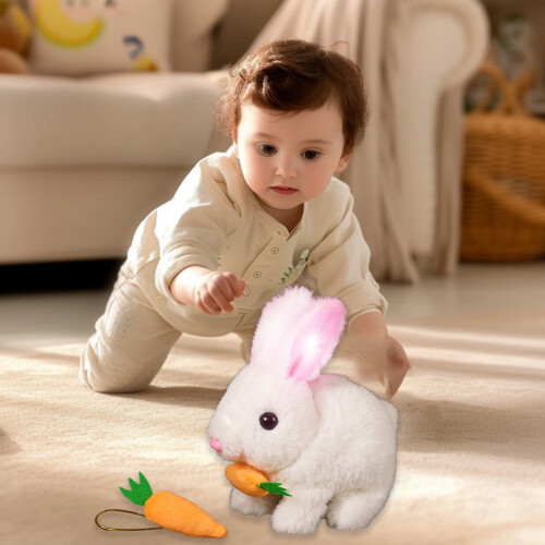Bunby realistic white hopping bunny toy for kids 1