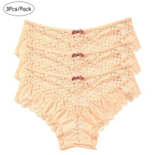Women's Lace Bikini Underwear with Criss-Cross Design 3-Pack