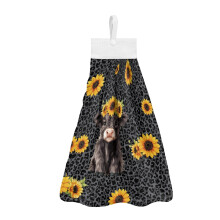 Highland Cow Sunflower Dish Towels Set 3 Pcs Leopard Print