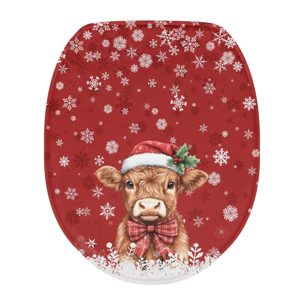 Highland Cow Toilet Lid Cover Snowflake Design Washable 9165521219476