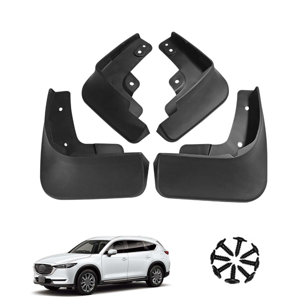 Mud Flaps For Mazda Cx-8 2017Â2021 4-Piece Black 9087558961695