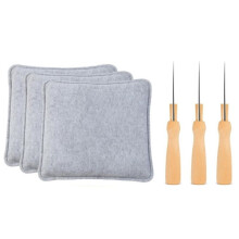 3er-Pack Komplettes Nadelfilz-Set, Graues Handwerkzeug-Zubehör, Wollfilzmatte für DIY-Nadel- und Stickprojekte