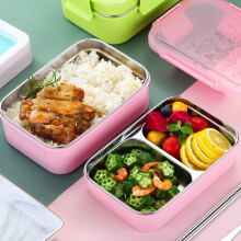 Pink portable lunch box kit stainless steel PP 1 set