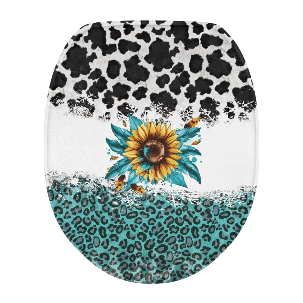 Sunflower And Cow Print Toilet Lid Cover Universal Fit 9165521222025
