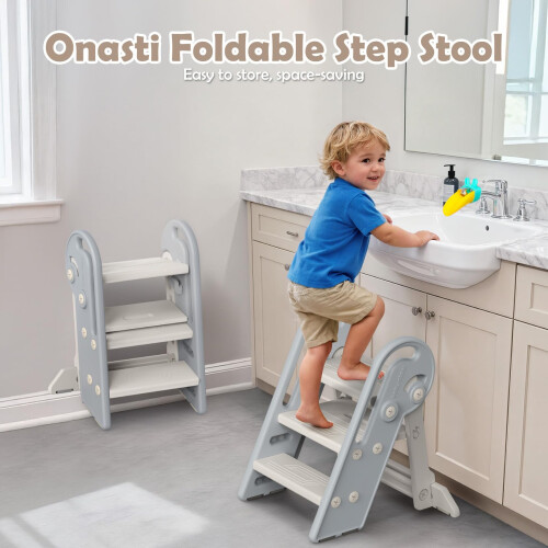 Onasti Toddler Step Stool Adjustable 3 Steps for Kid Potty Training wi 1