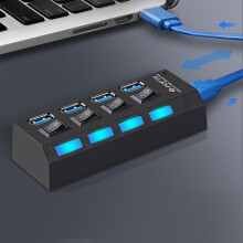 Concentrador USB 3.0 de 4 puertos, expansor de datos portátil negro