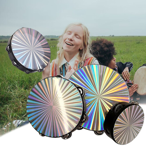 Tambourine Reflective Double Row 6 8 10 Inch