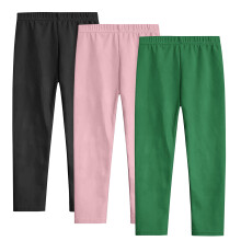 Girls' Cotton Leggings Full Length Stretchy Soft Green 3-4