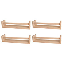 4Pcs Bookshelf,Natural Wood Floating Wall Bookshelf for Kids,Nursery Shelves for Wall,Bathroom Decor, Kitchen Spice Rack