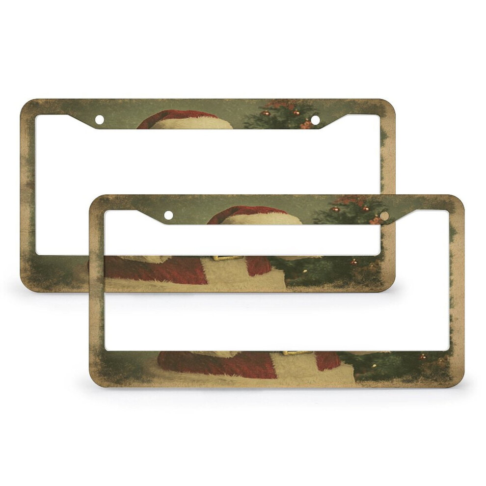 Vintage Santa Claus License Plate Frames Aluminum 2-Pack 9336866237658