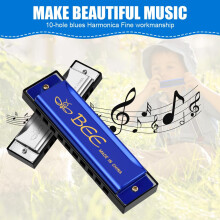 OFFCUP Blues Harmonica - 10 Holes 20 Tunes Diatonic Key of C Mouth Organ - Perfect Music Gift for Beginner Adults Kids (Blue)