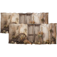Brown Barn Door Curtain Valance 54x18 in 2 Panel Rod Pocket