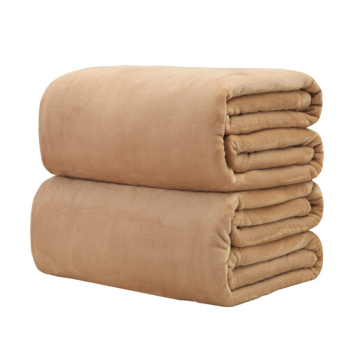 Dog Blanket Flannel Khaki Large Size 1