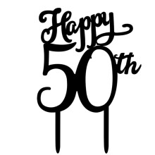 Hemoton Happy 50th Birthday Cake Topper Acrylic Black