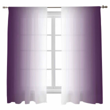 Sheer Voile Curtains Purple White Gradient 52x72 in Rod