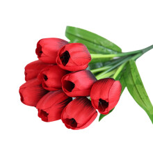Artificial Tulips PU Faux Flowers 1 Stem 9 Heads
