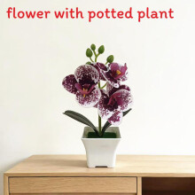 (Purple) Faux Orchid Butterfly Botanical With Base For Indoor And Decor Outdoor Accents