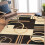 Contemporary circle print area rug brown 5' x 7' 2