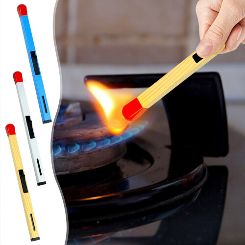 Match-Shaped Refillable Butane Lighter Adjustable Flame