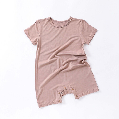 Baby Solid Color Romper Soft Round Neck Short Sleeve 6 1