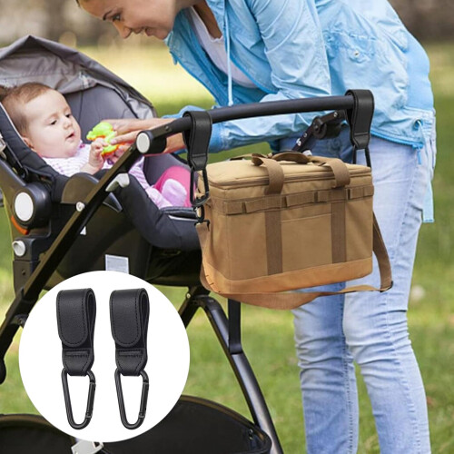 2Pack Premium Heavy Duty Pram Hooks with Leather Strap – Universal Bug 2