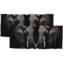 Elephant Curtains Valances African Animal Design Black