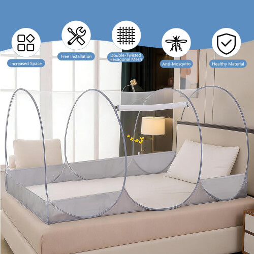 Foldable Mosquito Net Ultra Light Popup Portable Camping Tent with Zip 1