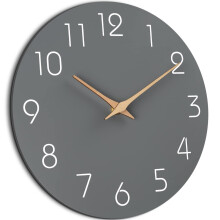 Silent Battery Wall Clock Wooden White 12 Inch