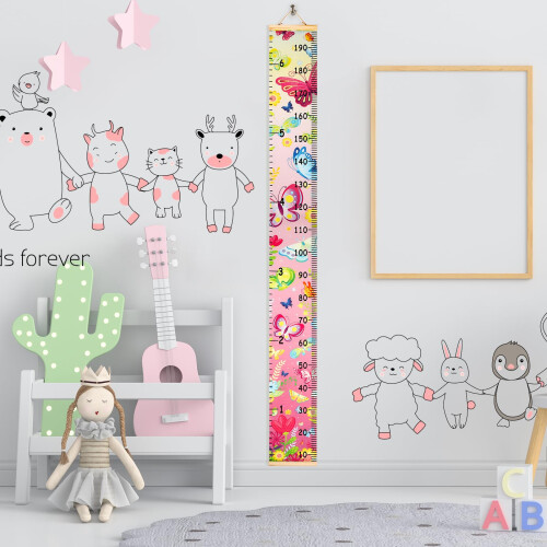 HIFOT Kids Growth Chart Height Measuring Chart Butterfly Canvas Wall H 2