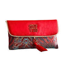 Red Fabric Envelopes Chinese New Year Gold-Stamped Tassels