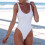 Women's white monokini one-piece swimwear 4
