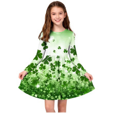 Girls St Patrick's Day Dress Long Sleeve Round Neck Holiday