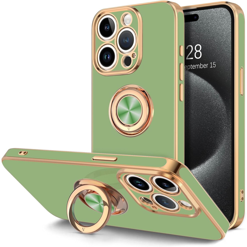 Iphone 15 Pro Max Case With Rotatable Ring Stand And Gold 9101399838241