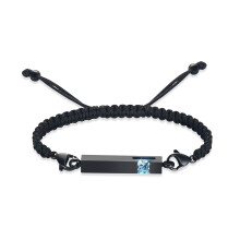 Pulseira ajustável com cordão trançado para urna funerária em formato de cubo de cristal