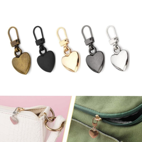 Heart-Shaped Zipper Pulls Multicolor 5 pcs