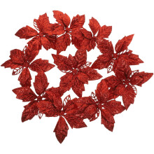 Tiges de poinsettia rouges artificielles, lot de 10