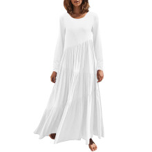 Women's Long Sleeve Maxi Dress White L
