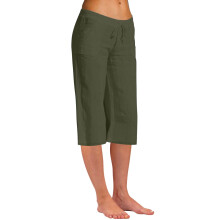 Yoga-Caprihose für Damen aus Baumwoll-Leinen-Mischgewebe mit elastischem Bund
