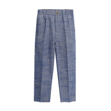 Pantalon d'école kaki en sergé pour garçon, taille élastique, fermeture éclair et bouton.