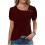 Blusa cropped feminina de manga curta com decote irregular e botões. 1